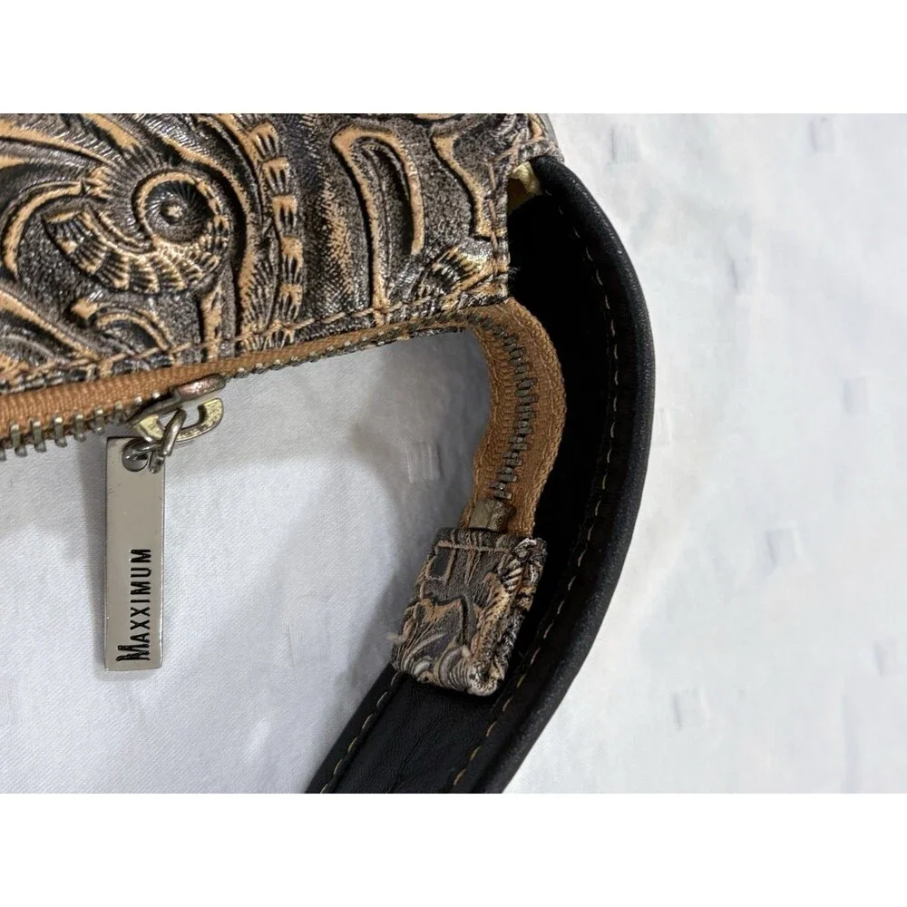 Vintage Maxximum Western Floral Embossed Half Moon Shoulder Bag Y2K